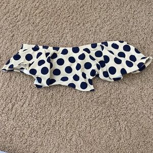 strapless bikini top navy blue polka dots